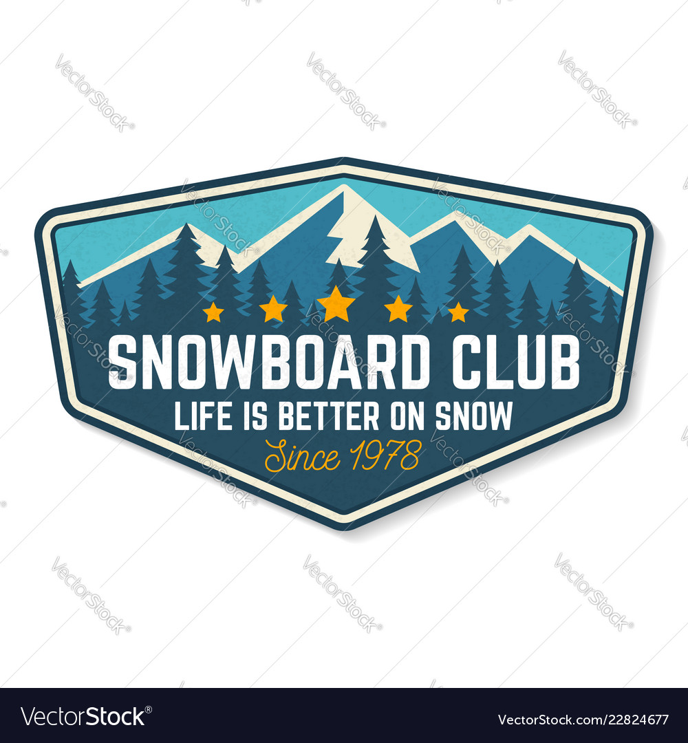 Snowboard club patch concept vector image Snowboard club patch concept