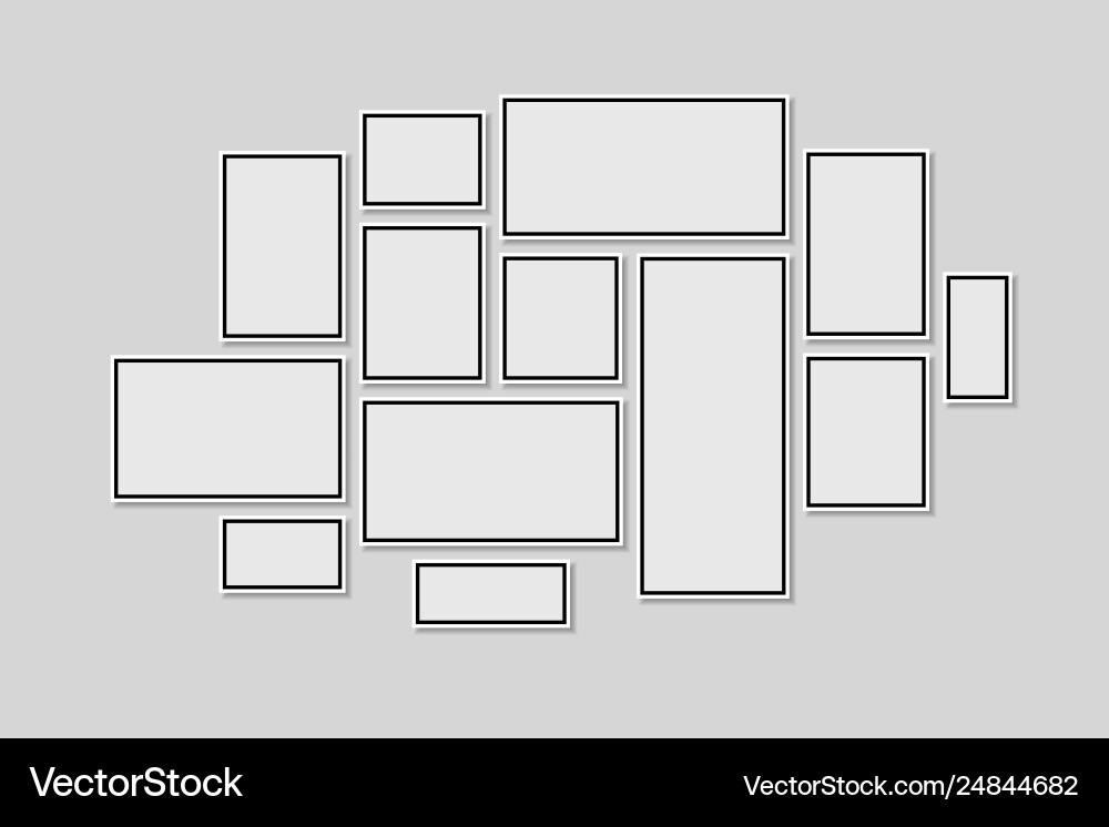 Collection black frames picture frame Royalty Free Vector