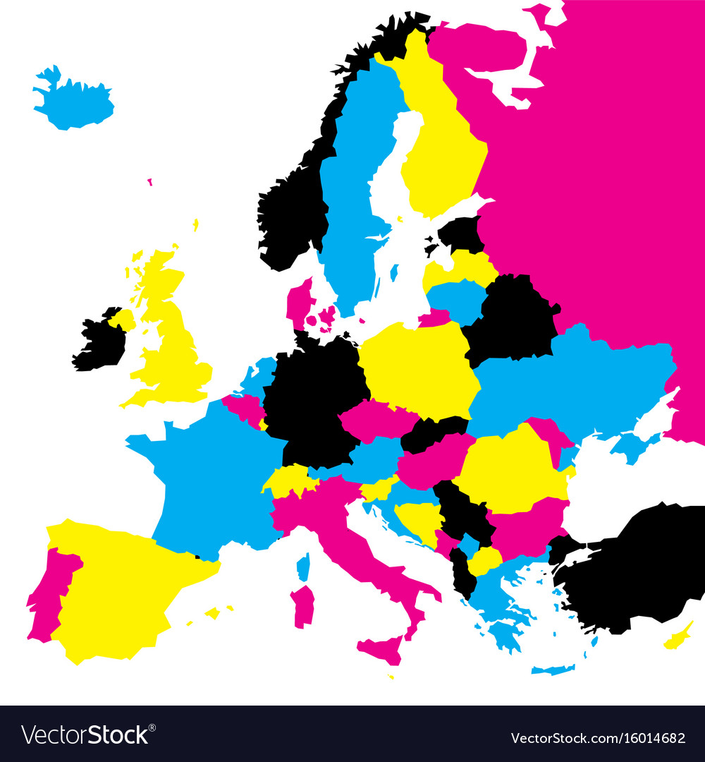 Political map of europe continent in cmyk colors Vector Image