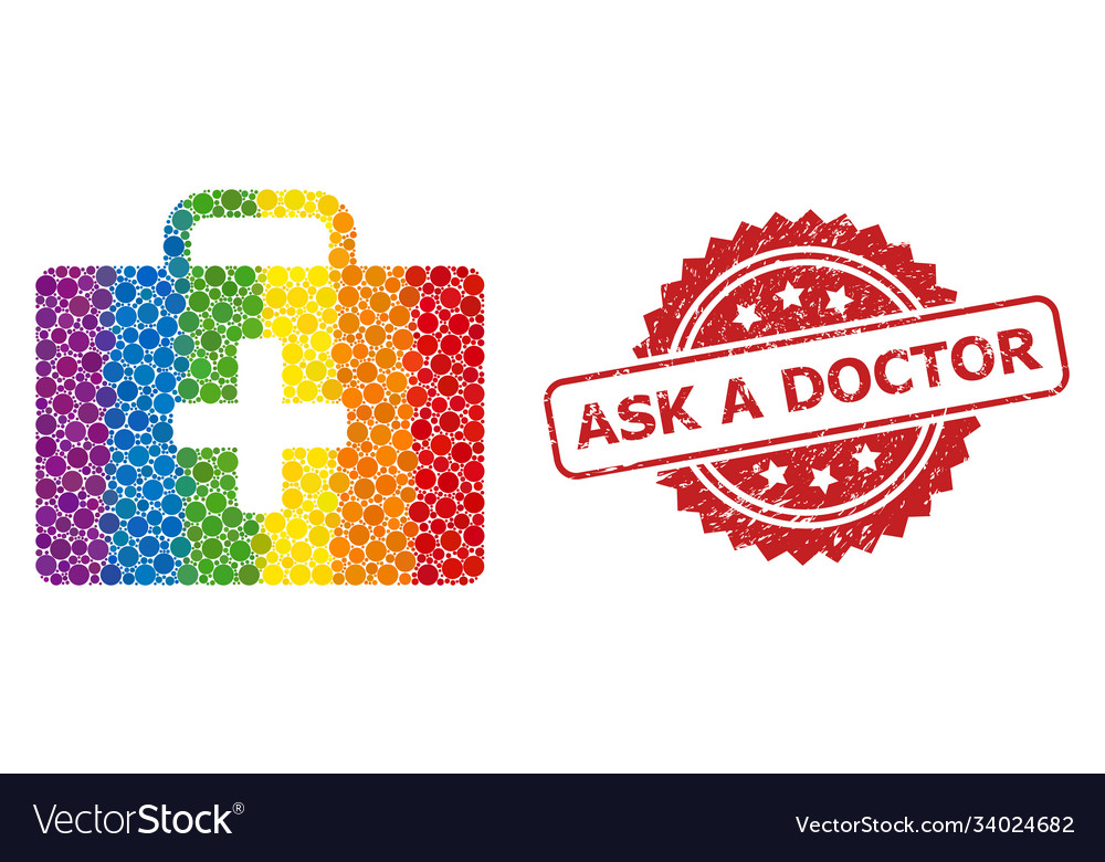 Textured ask a doctor stamp and rainbow medical