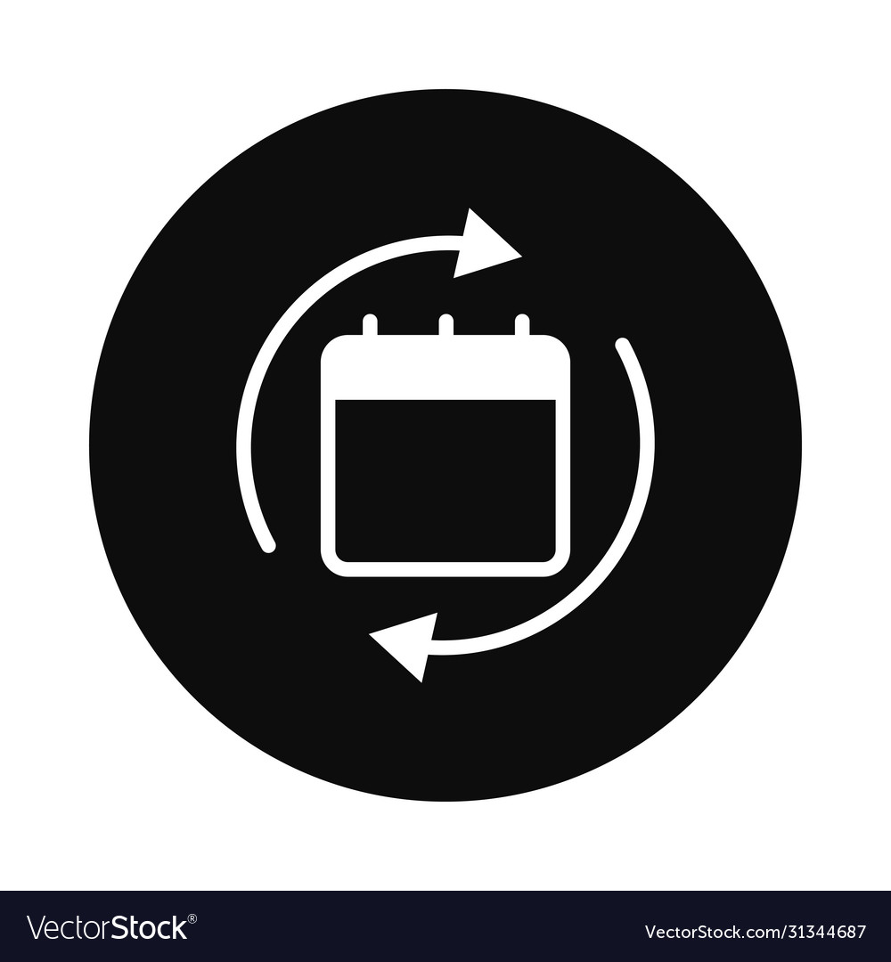 Calendar with sync arrows icon block style