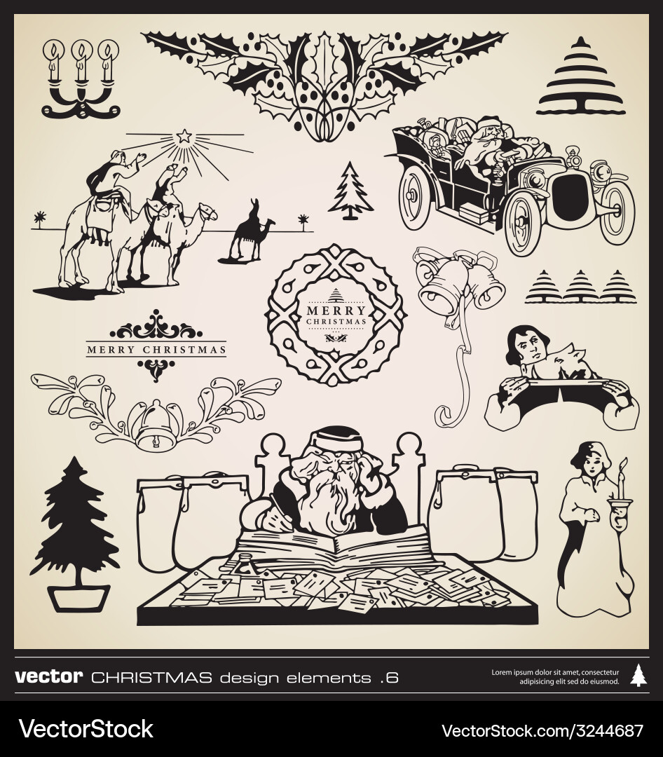 Christmas decorative design elements Royalty Free Vector