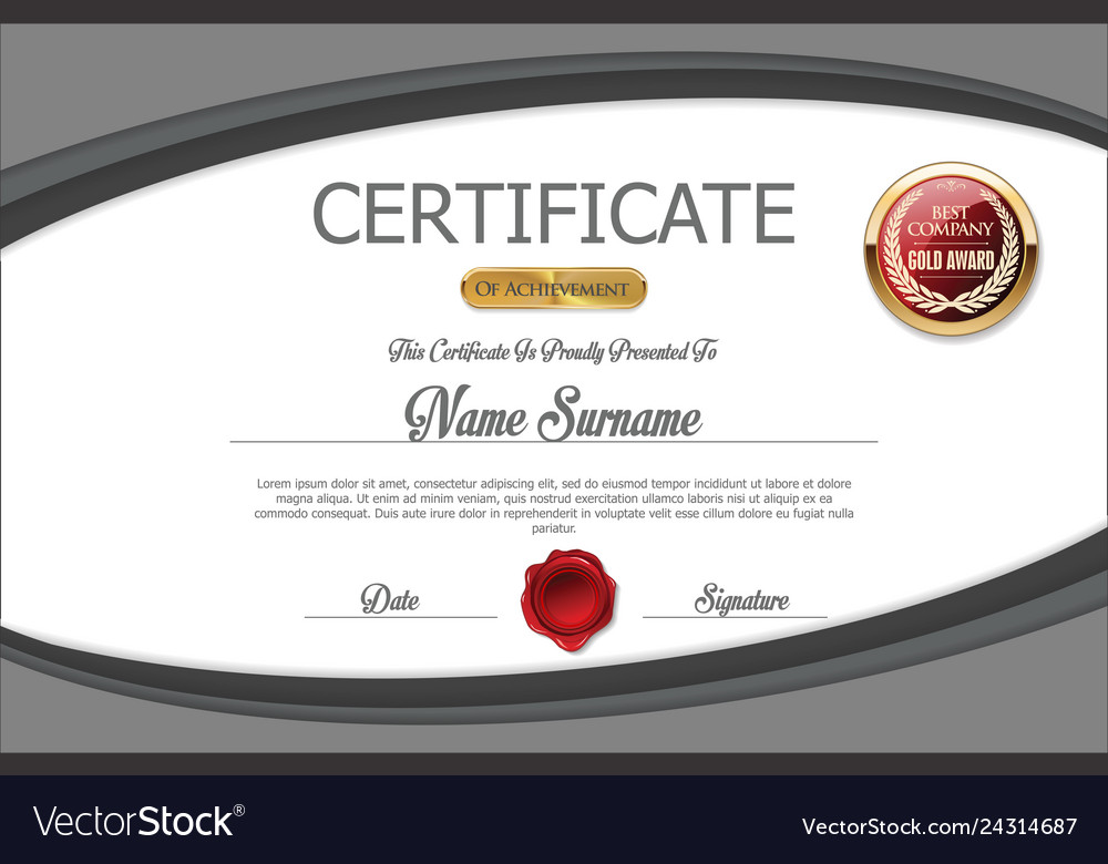 Gray certificate template Royalty Free Vector Image