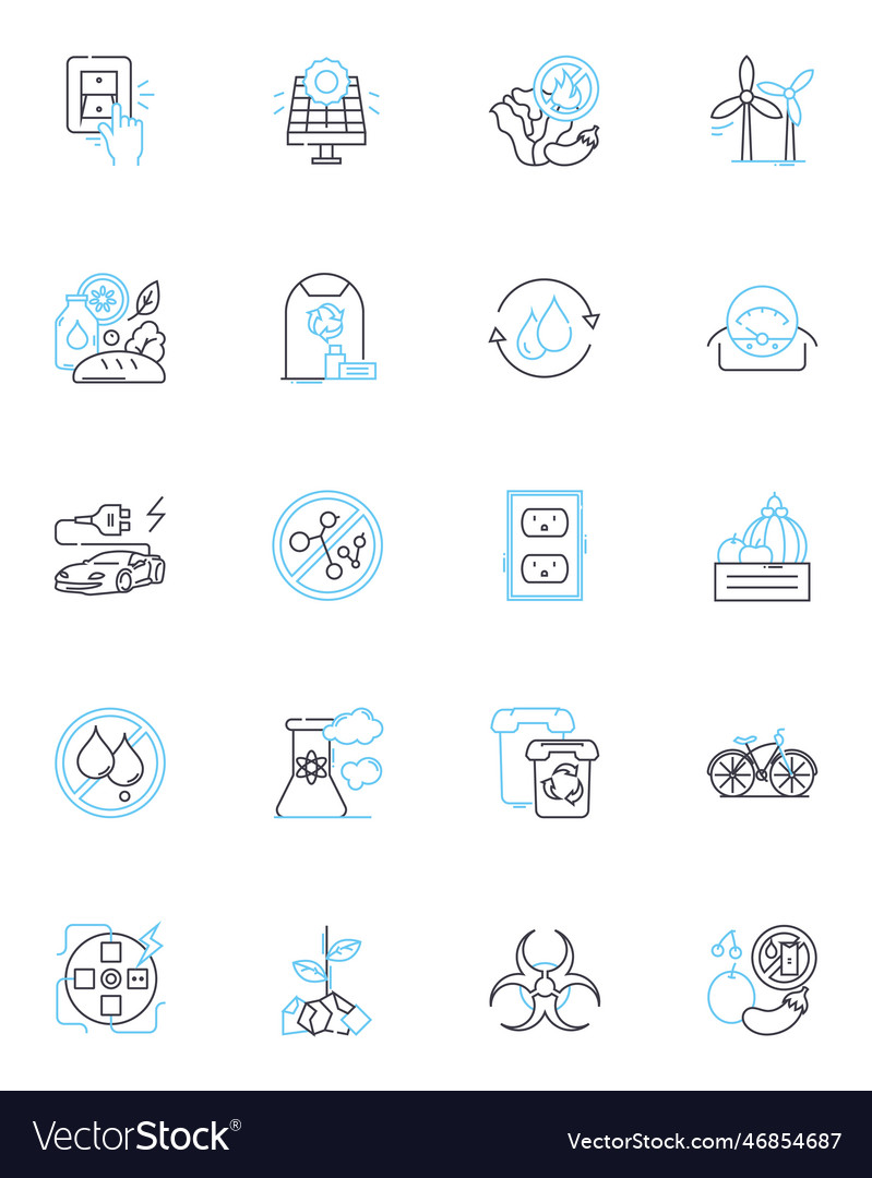 Green living linear icons set sustainability eco Vector Image