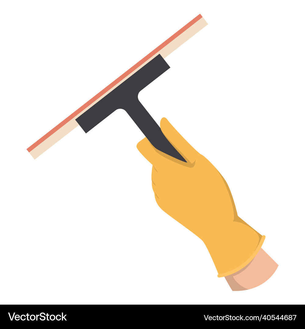 Hand in glove holding a squeegee isolated Vector Image