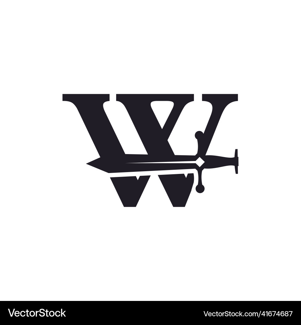 Letter w with sword icon logo design template Vector Image