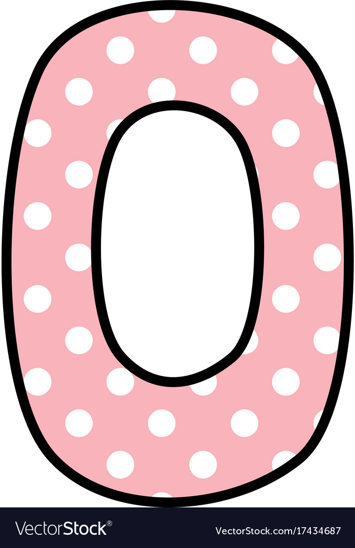 number-0-with-white-polka-dots-on-pastel-pink-vector-image