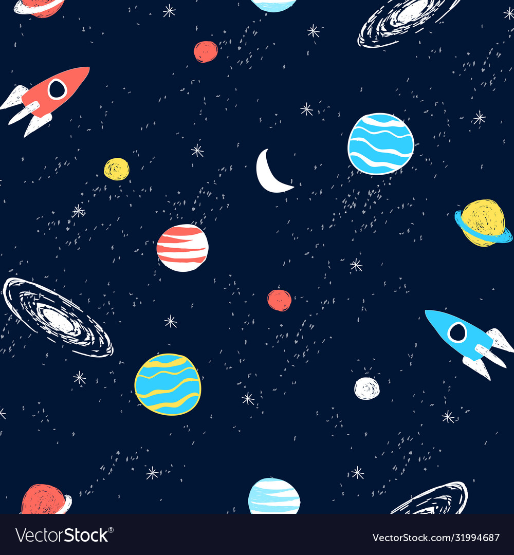 Space seamless pattern print design Royalty Free Vector