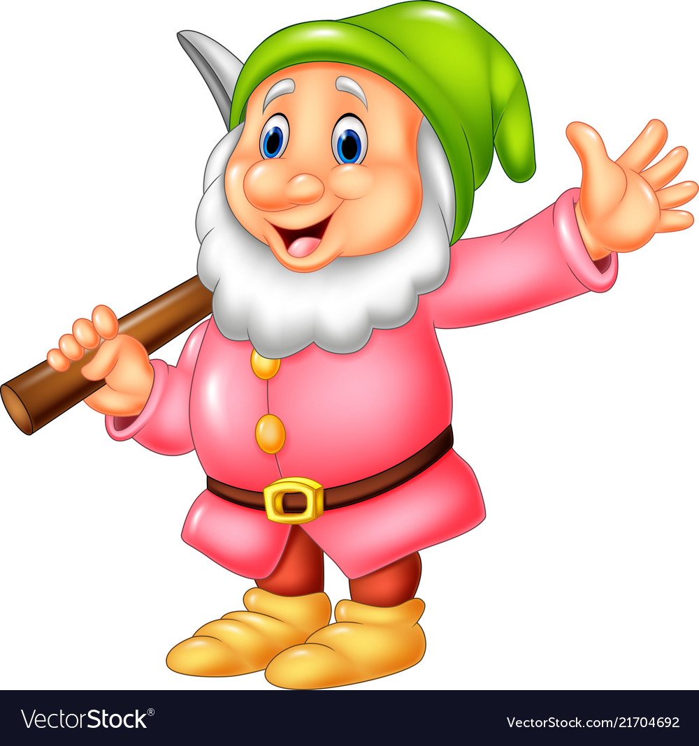 Cartoon happy dwarf miner Royalty Free Vector Image