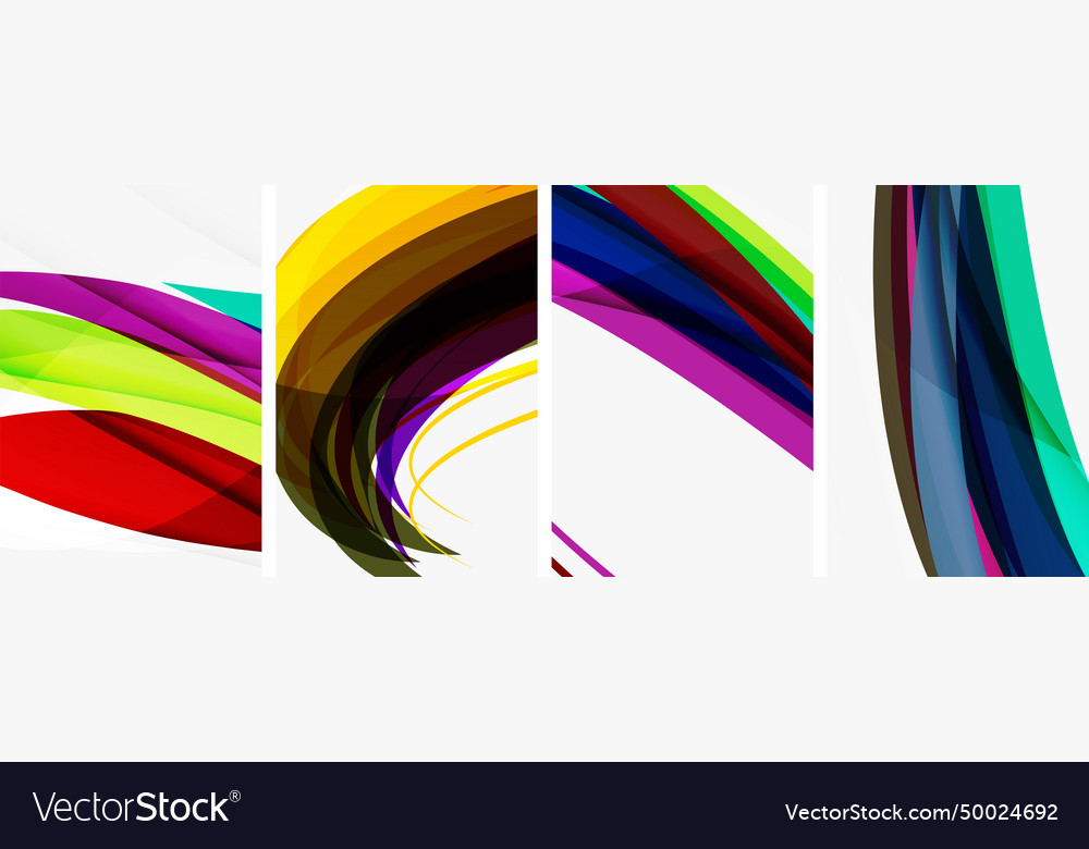 Colorful wave lines poster set for wallpaper Vector Image