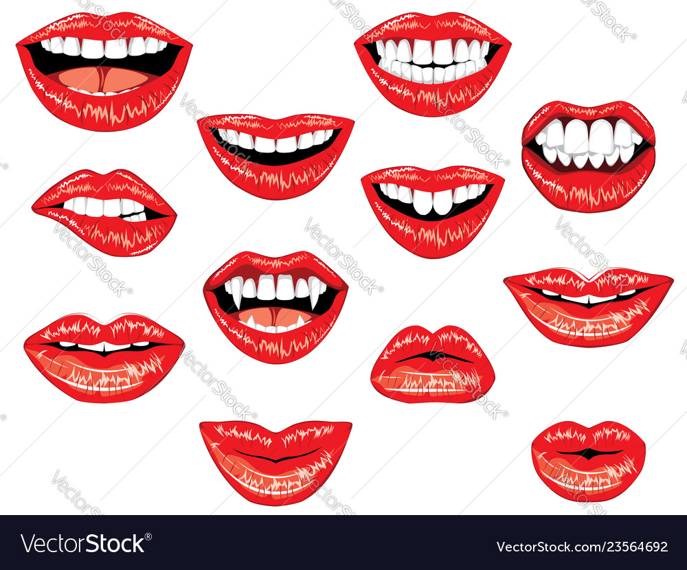 Female lip gestures set Royalty Free Vector Image