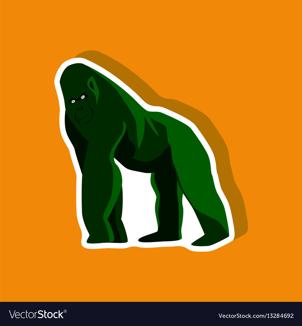 Gorilla paper sticker on stylish background