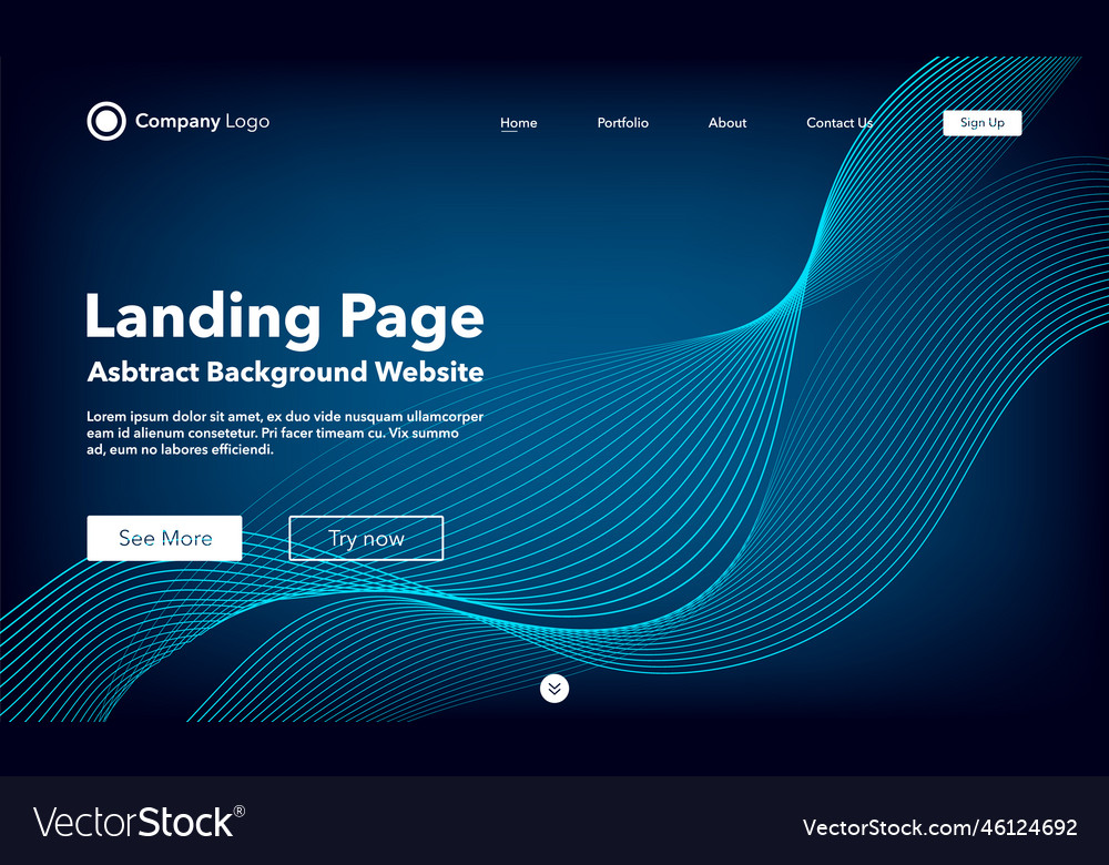 Gradient abstract background landing page vector image Gradient abstract background landing page
