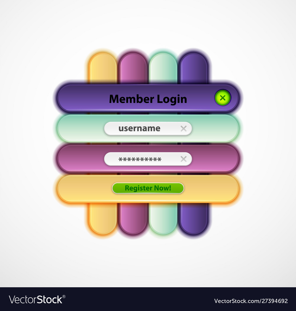 Login Menu Web Interface Template With Buttons Vector Image Login Menu Web Interface Template With Buttons Vector Image