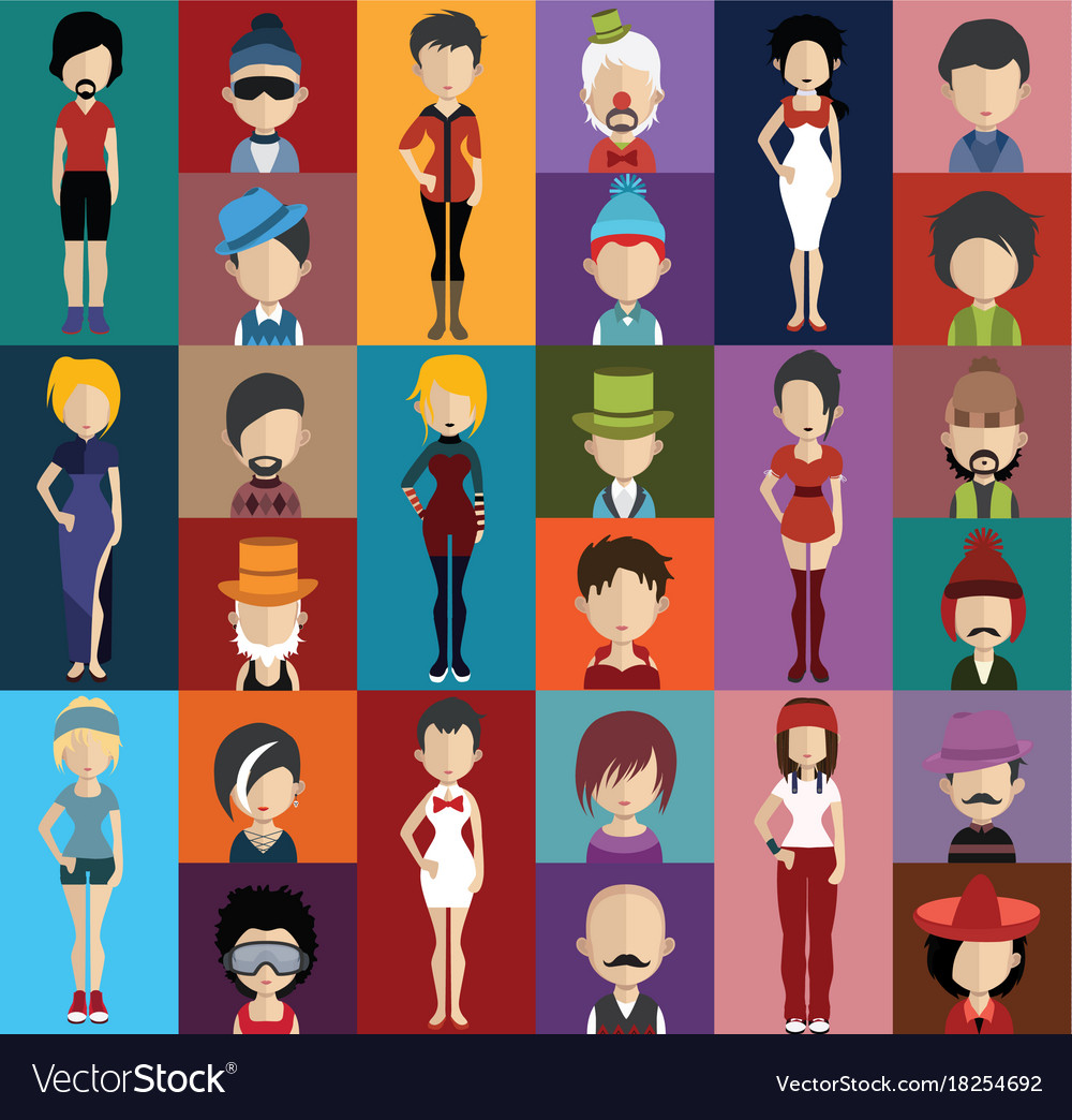 People avatar with full body and torso variations Vector Image