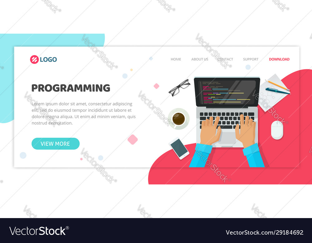 Programming or coding service agency website Vector Image
