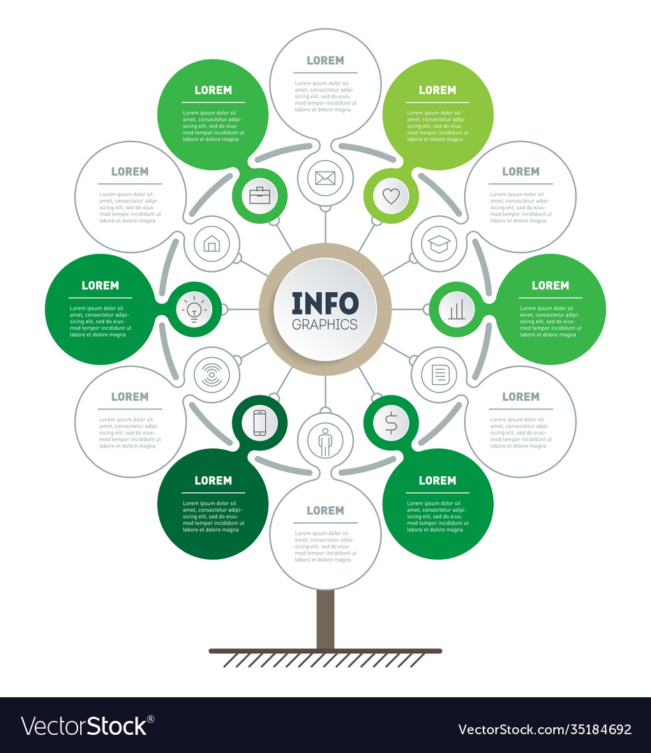 Vertical timeline or infographics tree