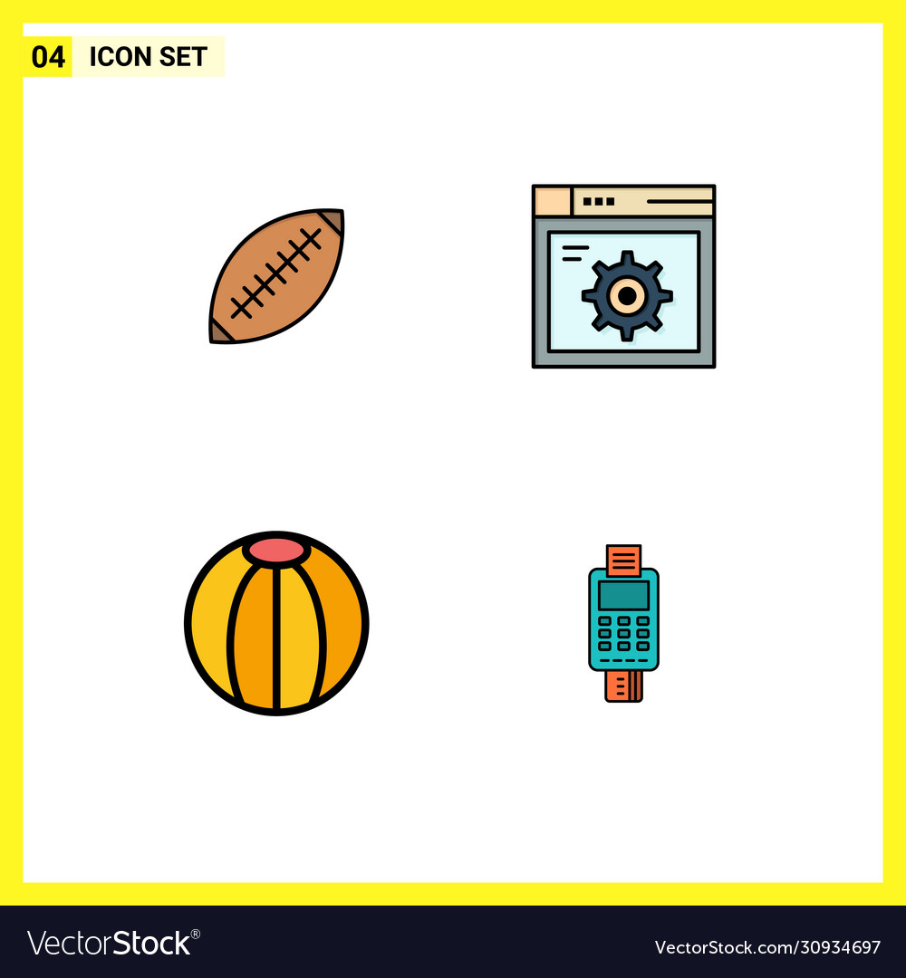 4 Universal Filledline Flat Colors Set For Web Vector Image