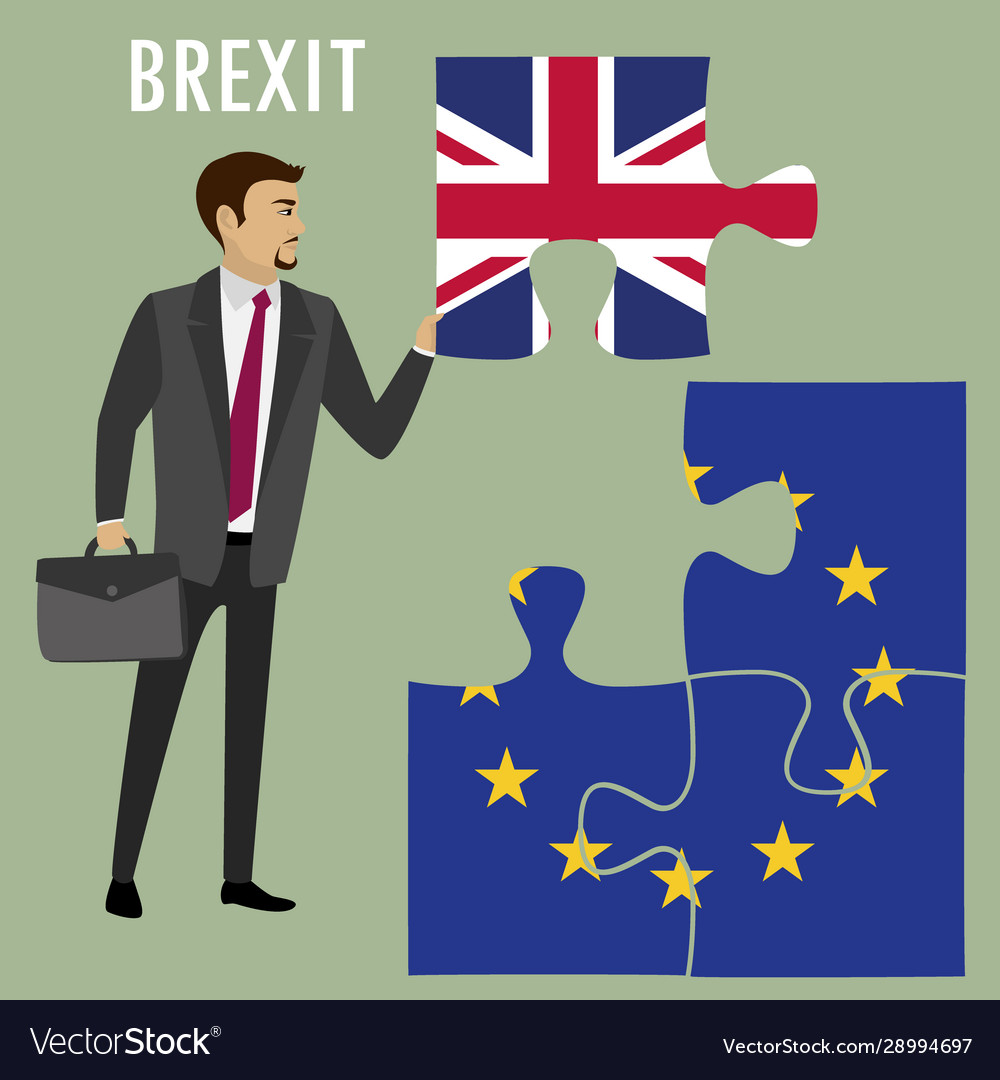 Brexit Puzzle Concept British And European Union Vector Image