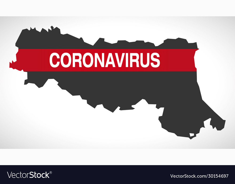 Emilia-romagna italy region map with coronavirus vector image Emilia-romagna italy region map with coronavirus