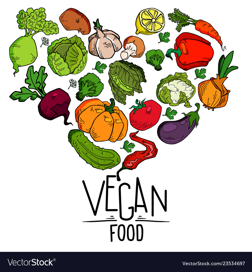 Heart shape of fresh vegetables graphics Vector Image