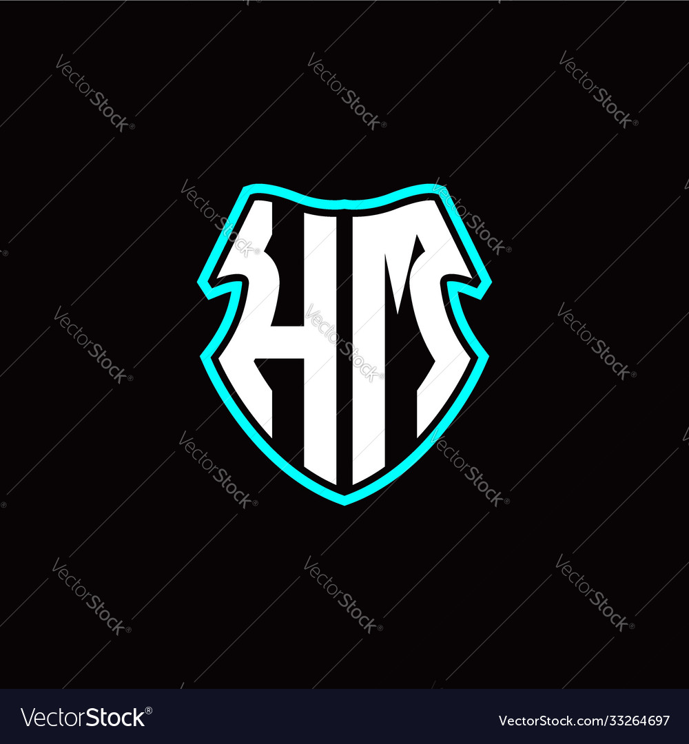 Hm initial logo design with a shield shape vector image Hm initial logo design with a shield shape