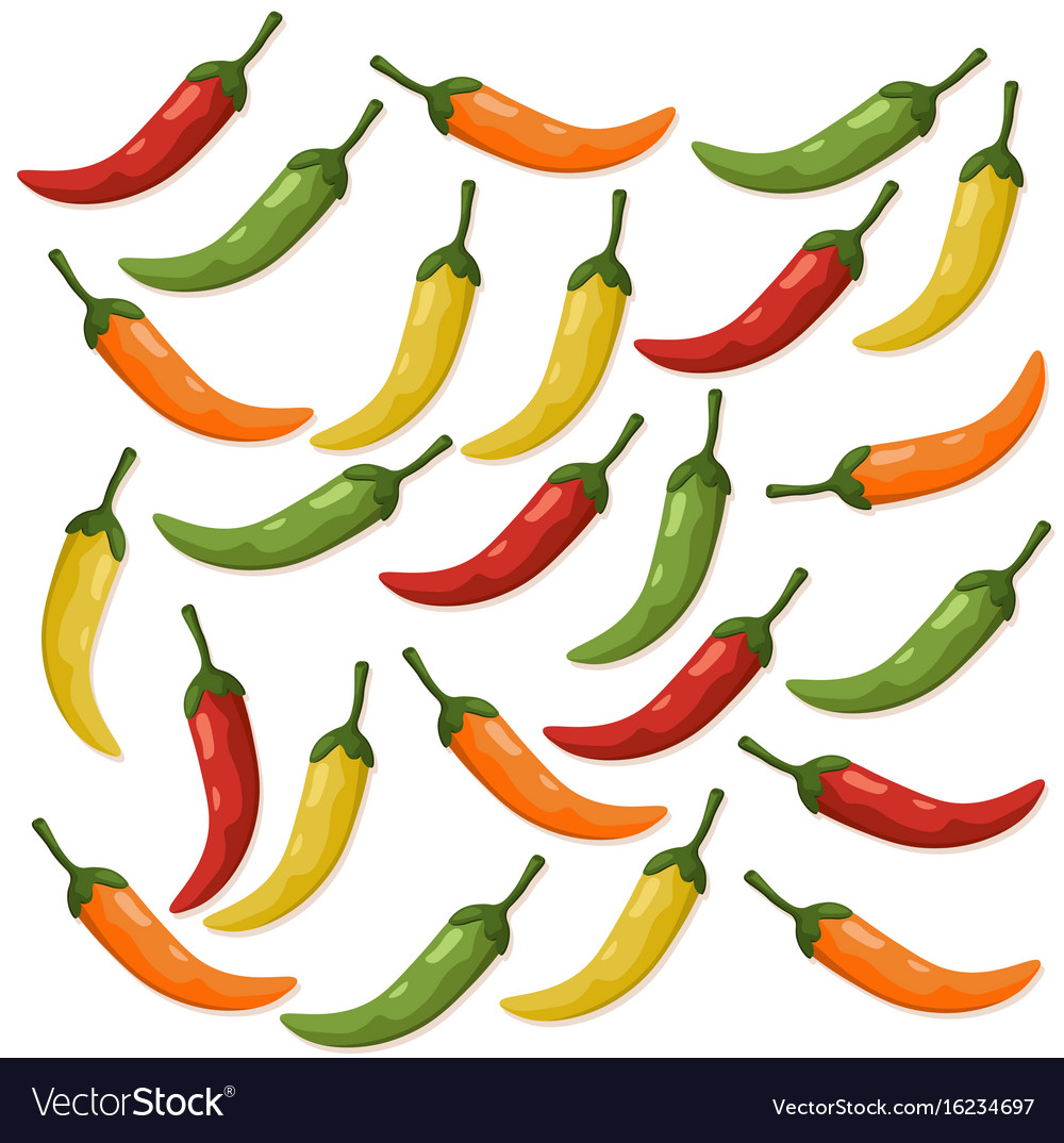 Hot chili peppers pattern detailed colorful