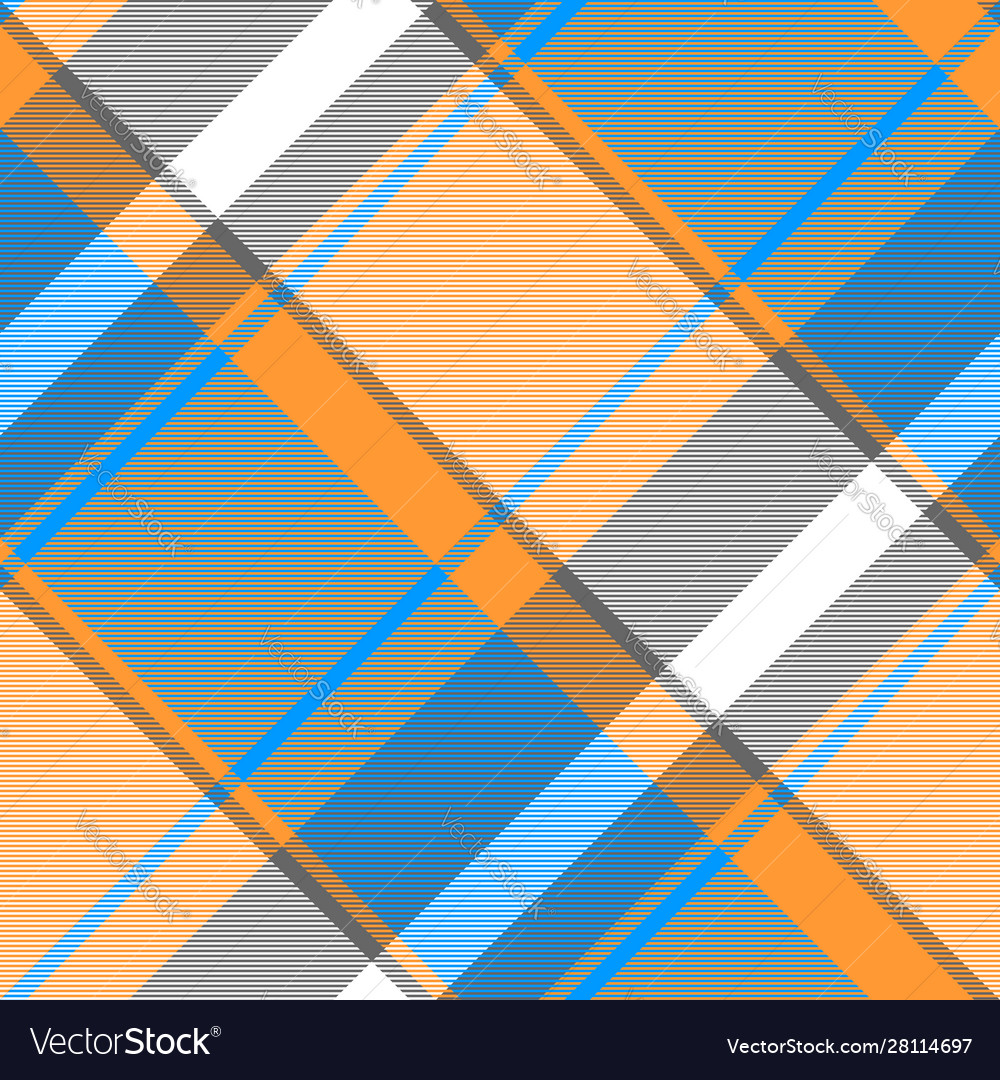 Orange blue modern plaid seamless fabric texture Vector Image