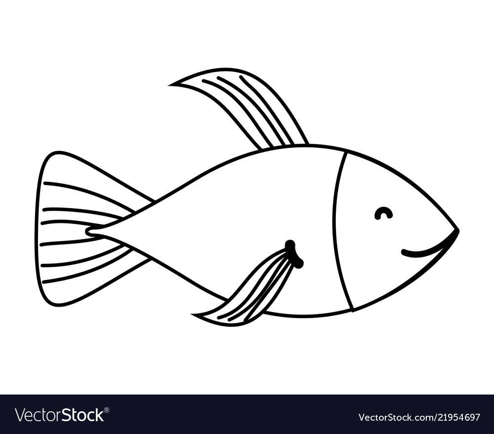 Download Outline cute tropical fish sea animal Royalty Free Vector