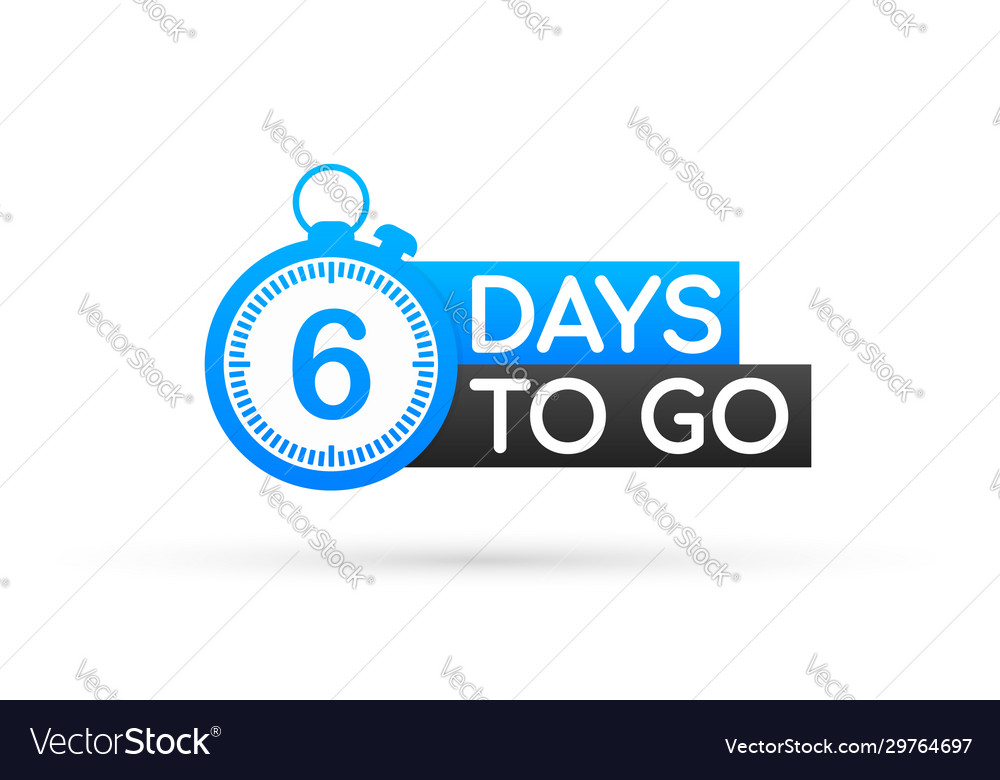 Six days to go flat icon typographic design stock Vector Image