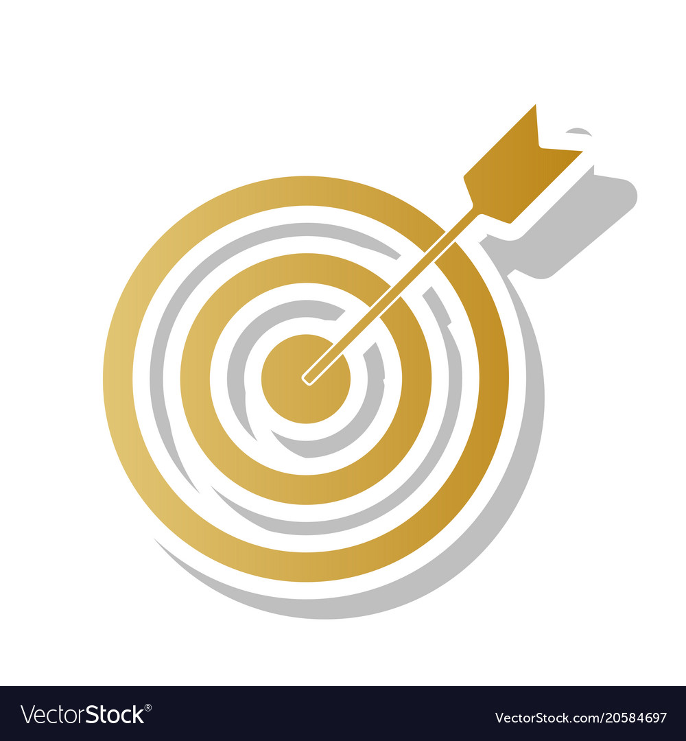 Target with dart golden gradient icon Royalty Free Vector