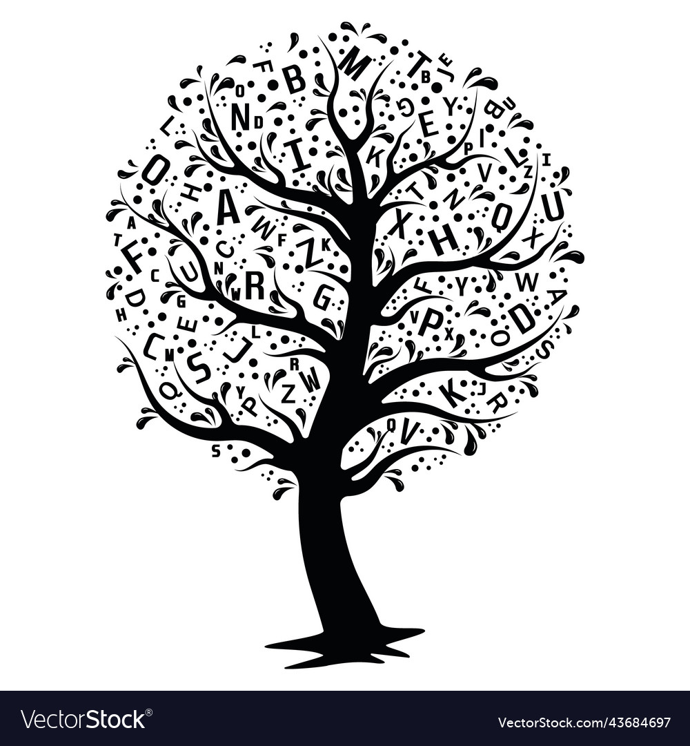 Tree with letters color vector image Tree with letters color