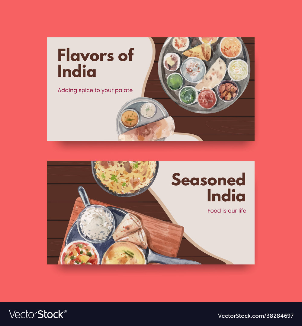 Twitter template with indian food concept design