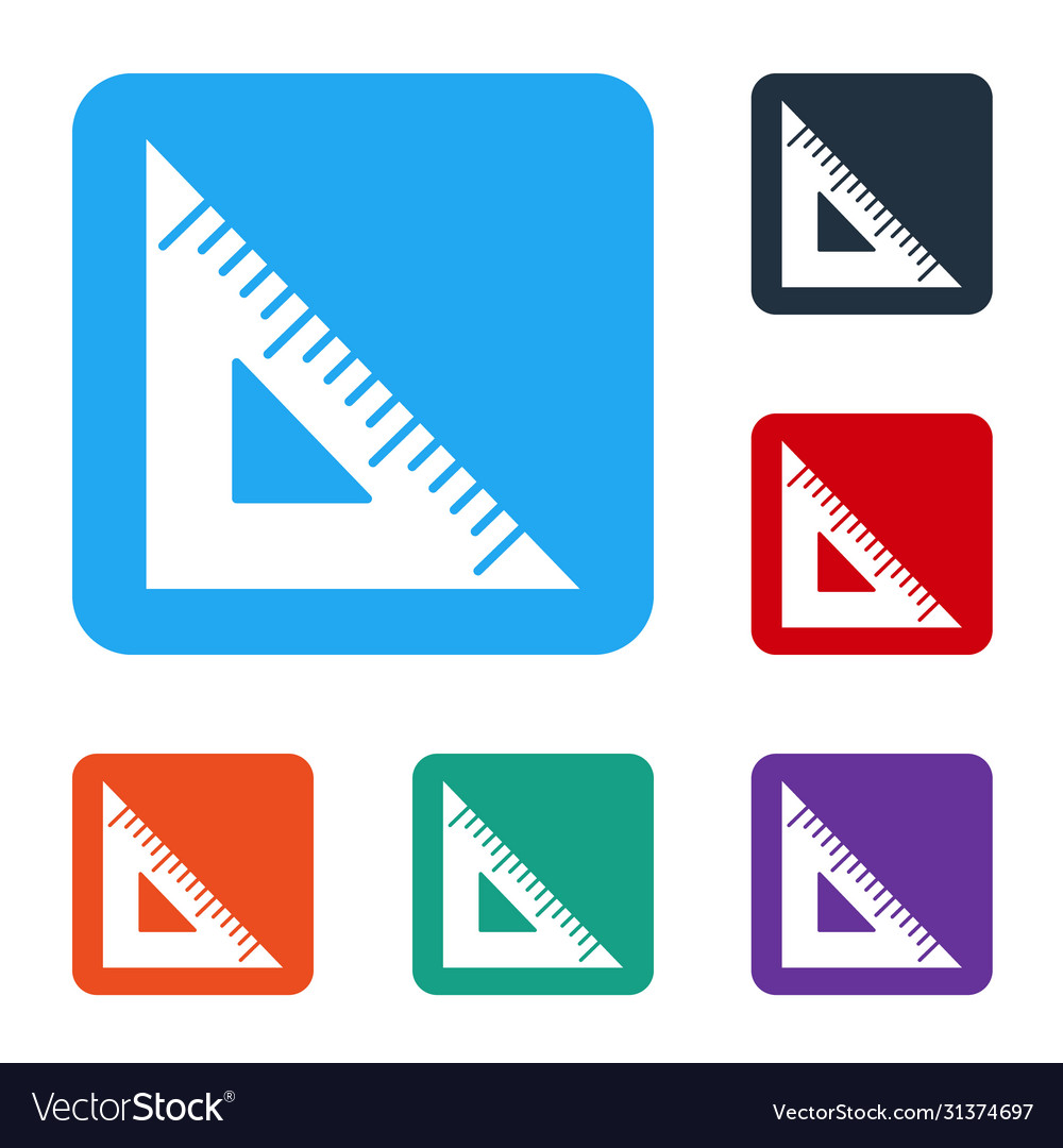 White triangular ruler icon isolated on