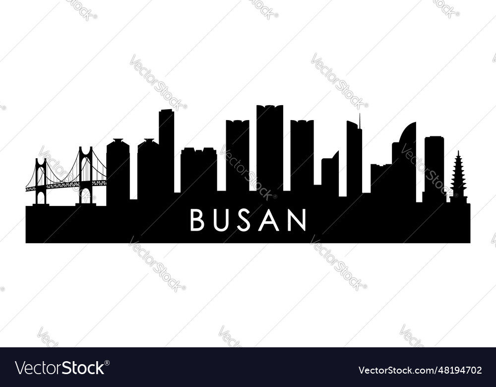 Busan skyline silhouette black city design