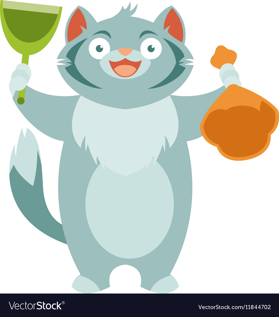 Cat and his toilet equipment Royalty Free Vector Image