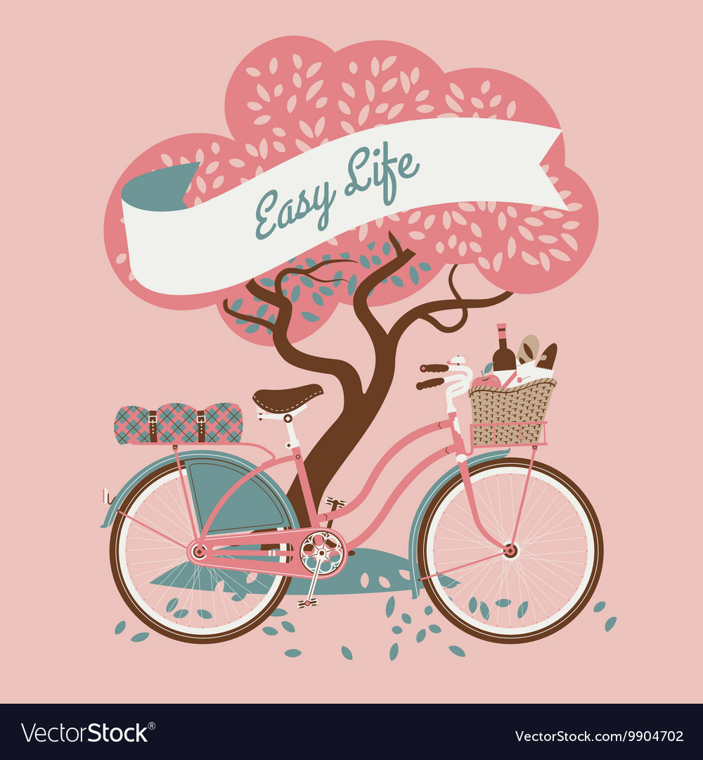 Cute Web Banner With A Bike And Tree Royalty Free Vector vectorstock