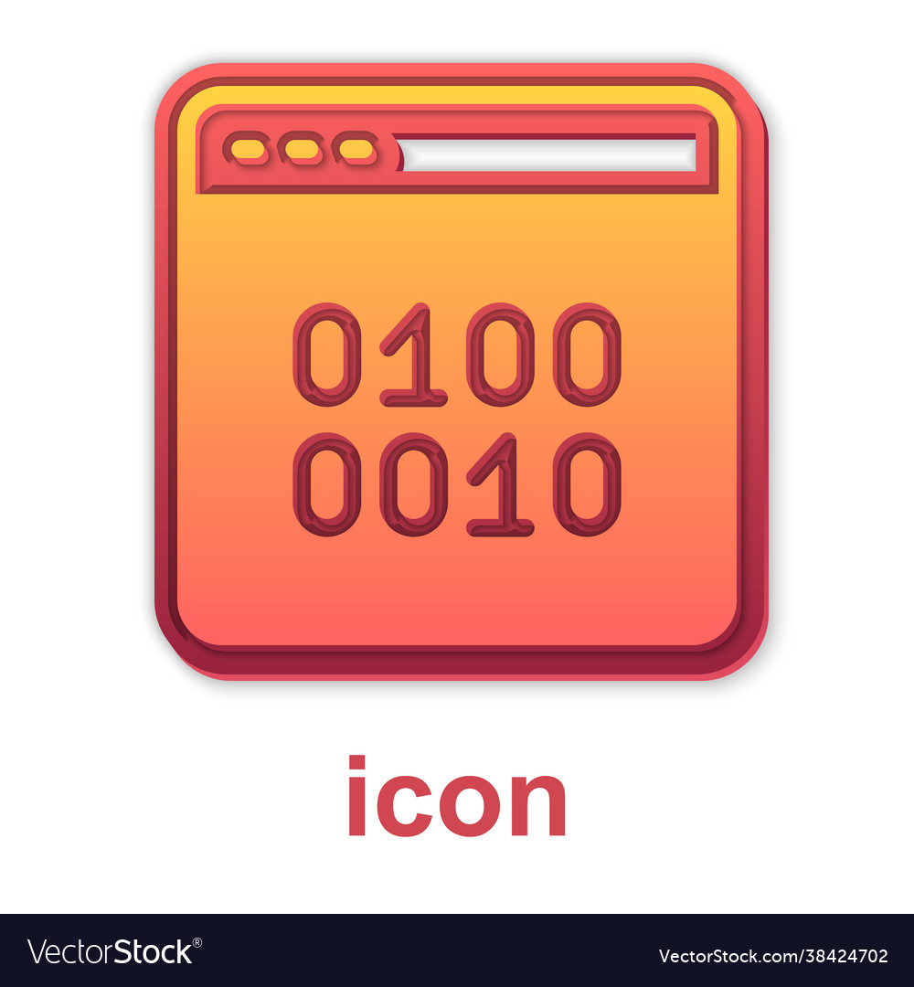 Gold binary code icon isolated on white background vector image Gold binary code icon isolated on white background