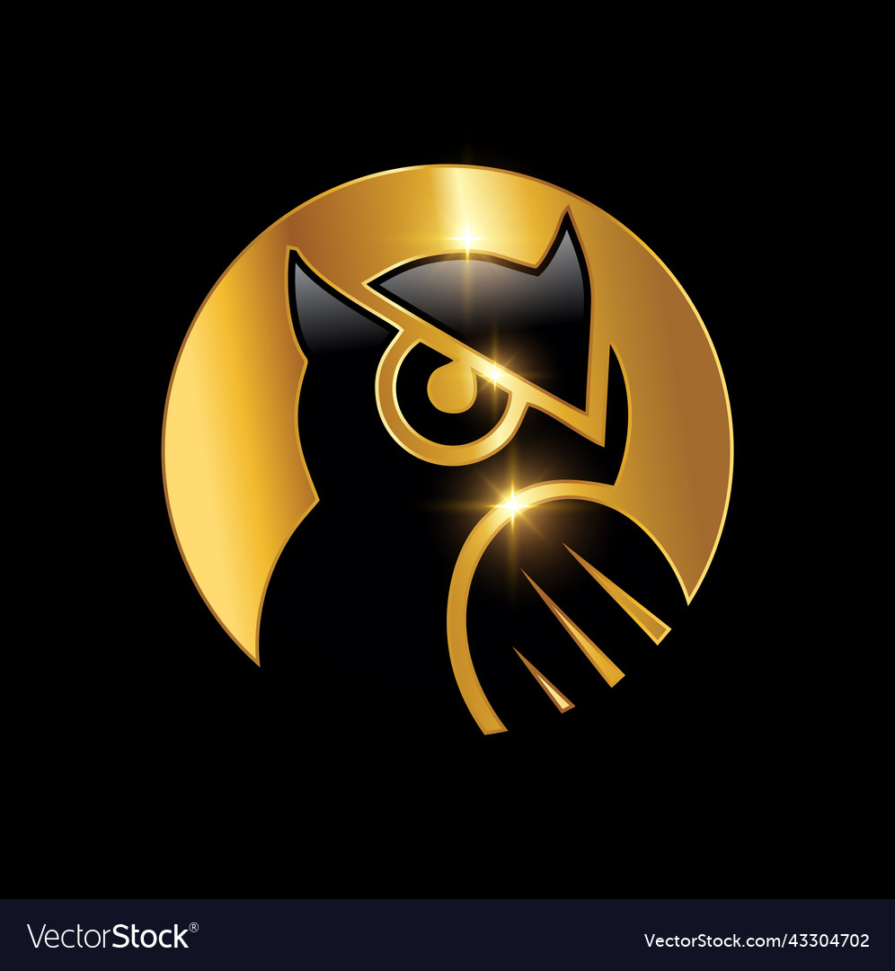 Golden owl symbol logo sign Royalty Free Vector Image