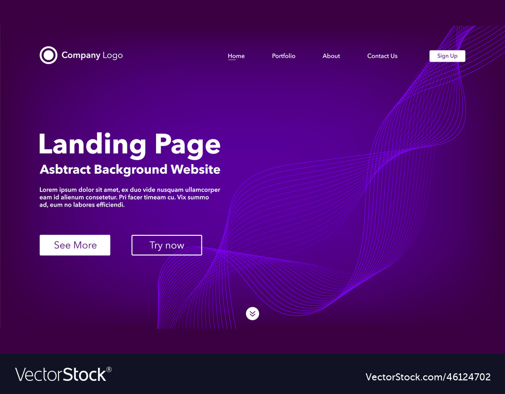Gradient abstract background landing page vector image Gradient abstract background landing page