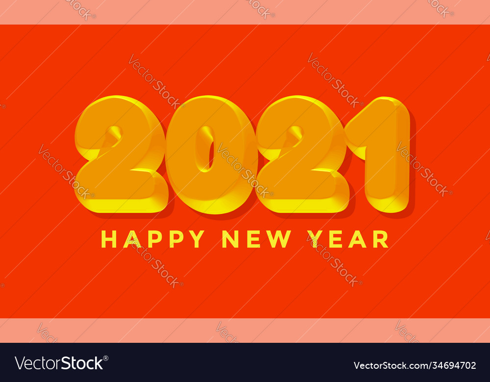 Happy new year 2021 3d orange rounded design