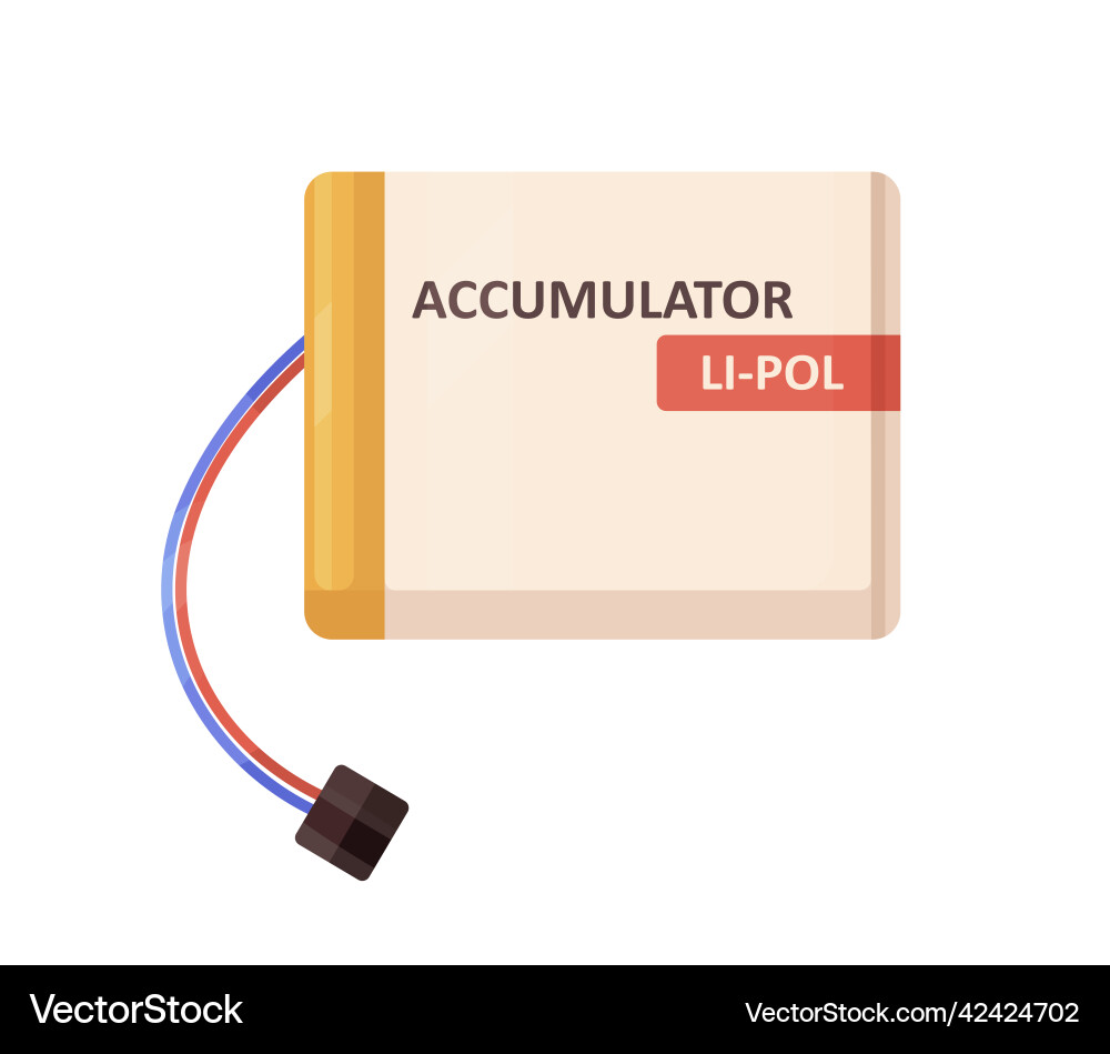 Li-pol lithium polymer accumulator with wires Vector Image
