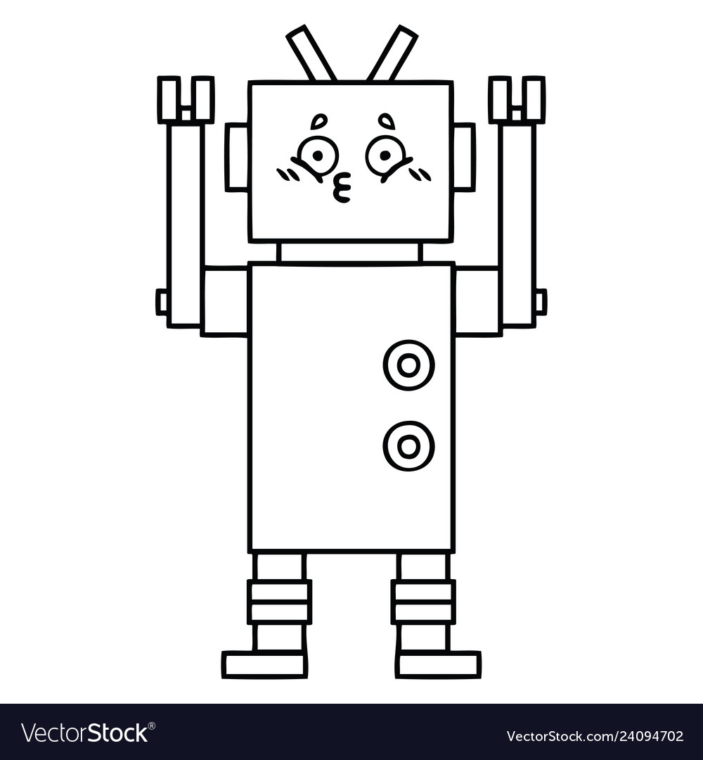 Line drawing cartoon robot