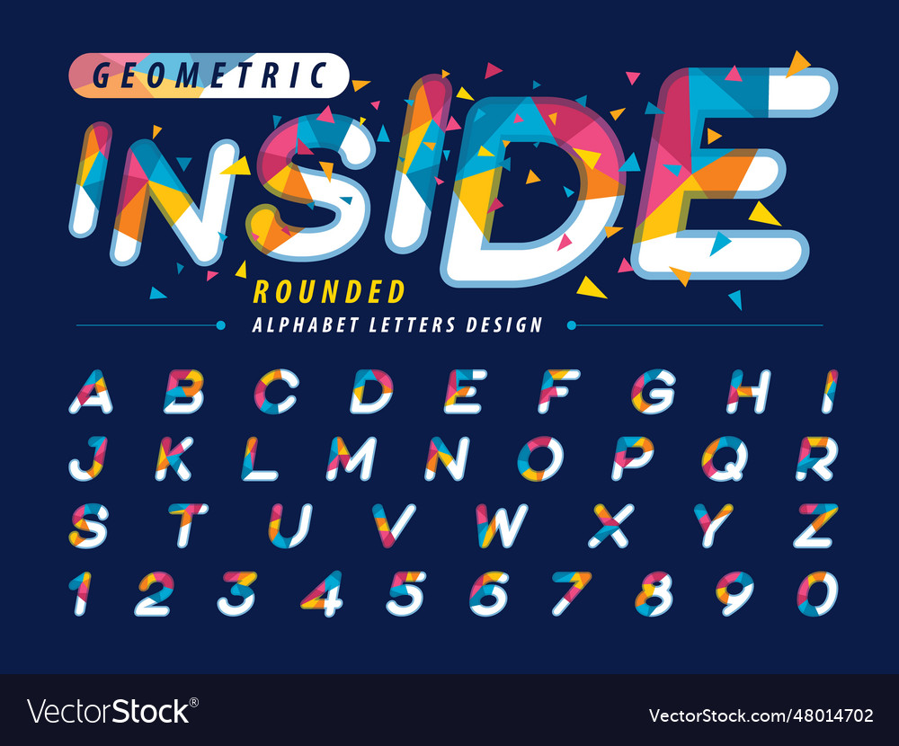 Modern colorful triangle fonts rounded style Vector Image