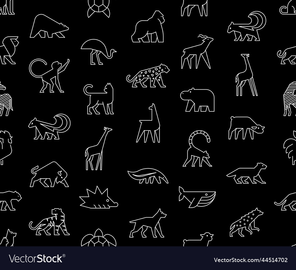 Seamless pattern with animals logos Royalty Free Vector