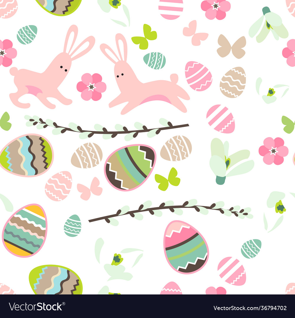 Seamless pattern with festive painted eggs