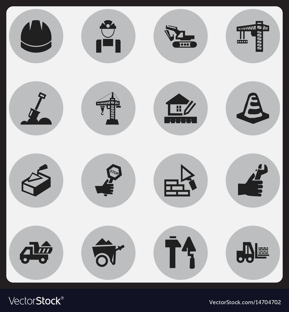Set of 16 editable building icons includes
