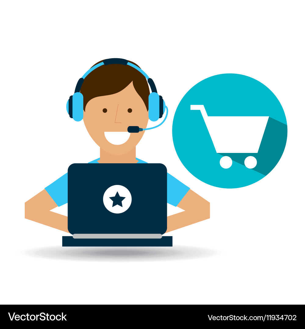 Support center with shopping cart Royalty Free Vector Image