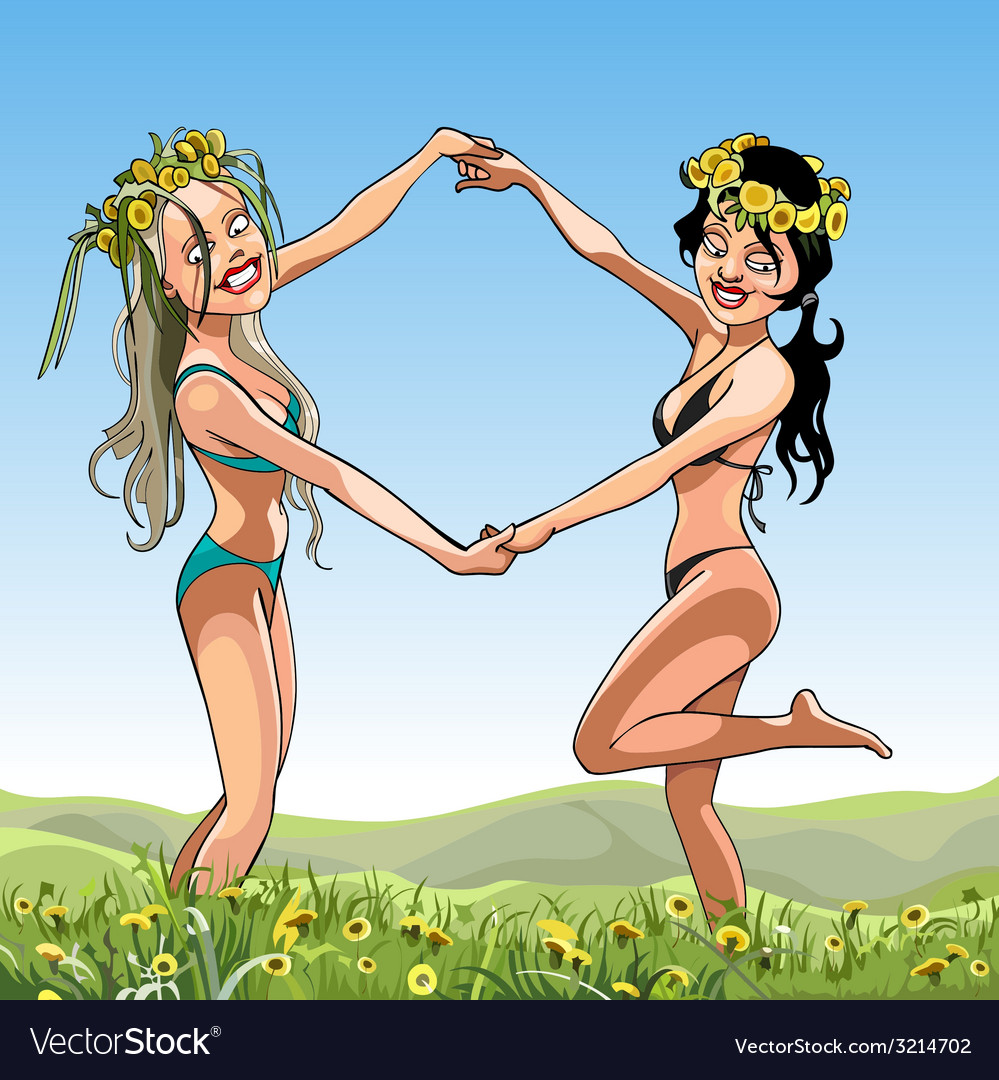 two girls bathing