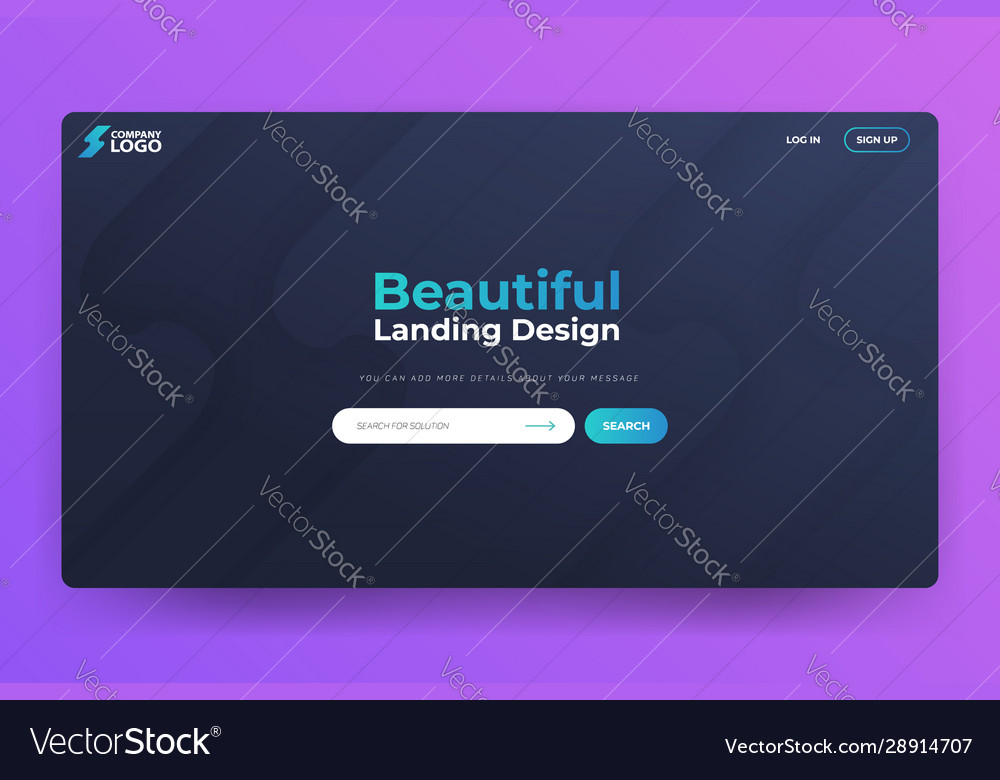 Beautiful landing page template design Royalty Free Vector